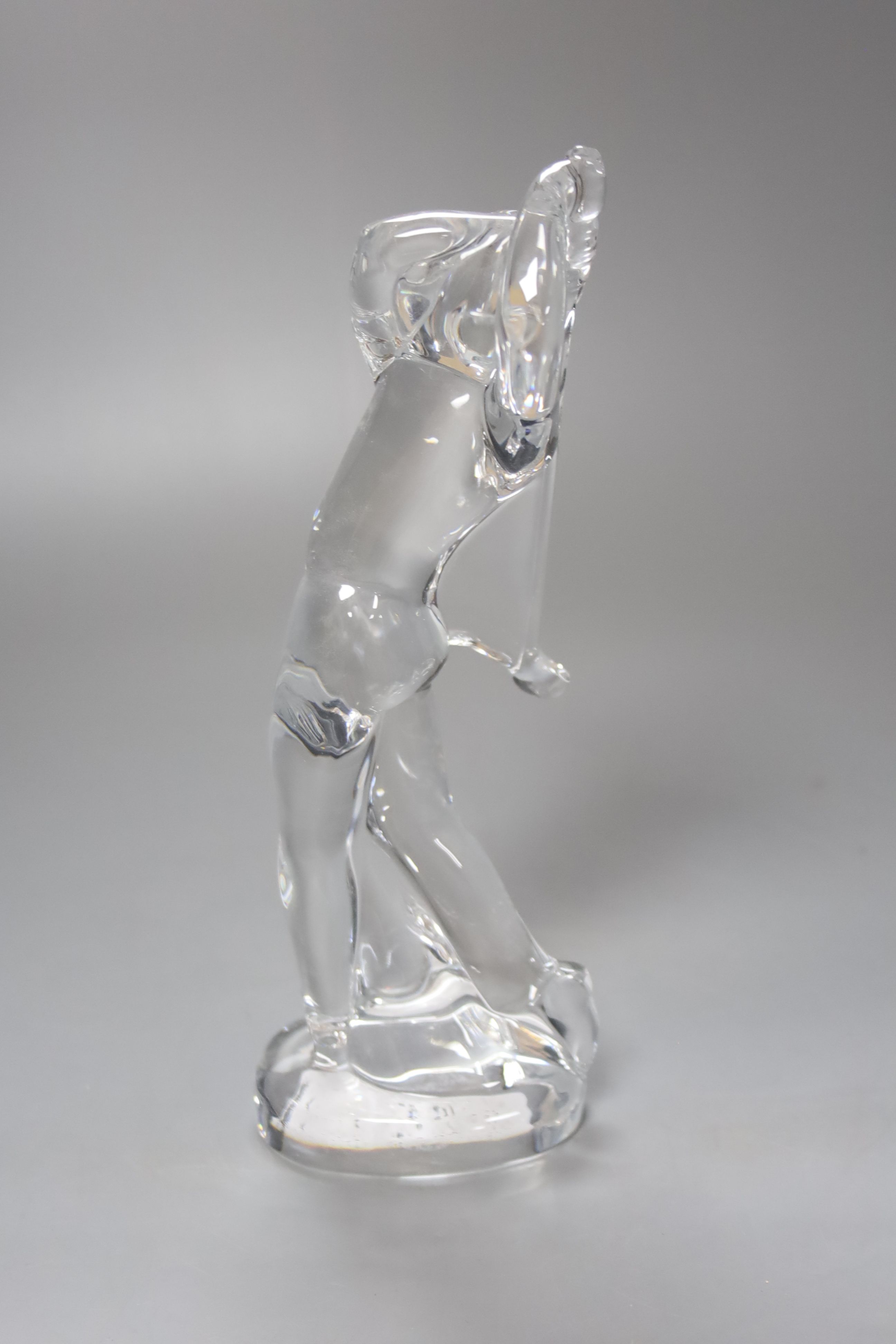 A boxed Baccarat crystal figure of a golfer, 23cm high